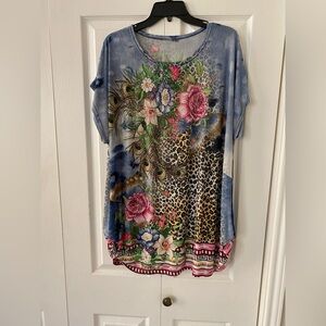 LEOPARD POLYESTER SHIRT SIZE 2X